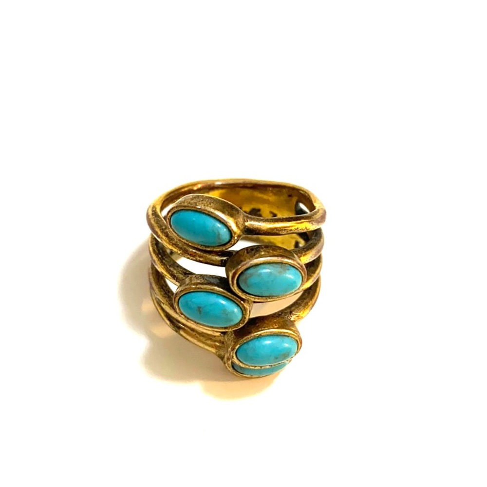 Cleobella size 7 brass and turquoise ring
